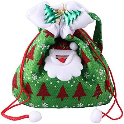 Sacos de doces de Natal de tecido reutilizável AMOSFUN Papai Noel Bolsa de guloseima Bolsa de Goodie bolso de bolso doce bolso de estoque de estoque de Natal Ornamentos de Natal