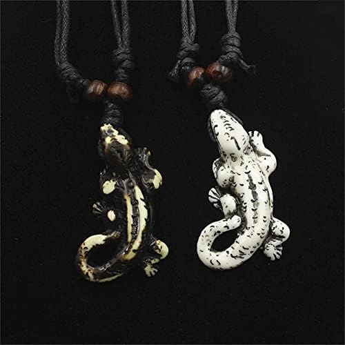 Colar de lagarto de lagartinha animal resina exagerada camaleão de lagarto colar de corrente de camaleão para homens 2pcs Conjunto