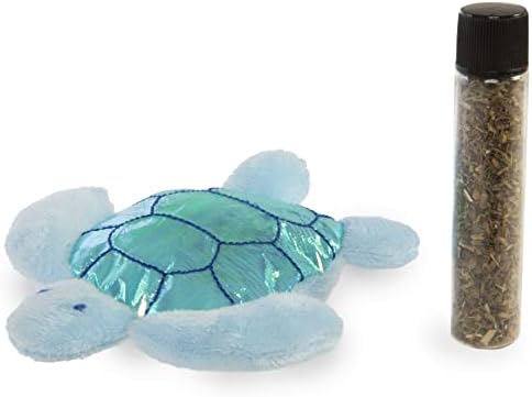 PetLinks Turtle Gotsy Recarregável Toy de gato de gato com tubo de catnip - azul, tamanho único