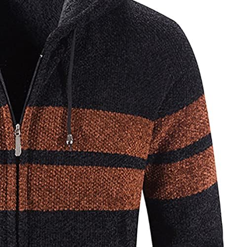 Cardigan suéter de malha de zíper de zíper masculino Bloco de lã de lã de com capuz de moletom com capuz de moleto de manga