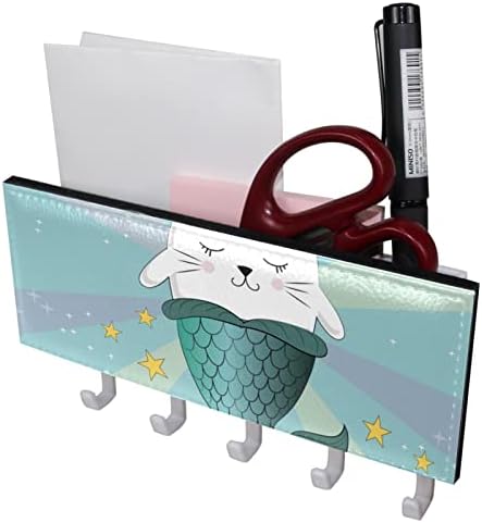 Cute de desenho animado sereia unicórnio de chave de gato para parede com organizador de correio, rack de chave autônoma