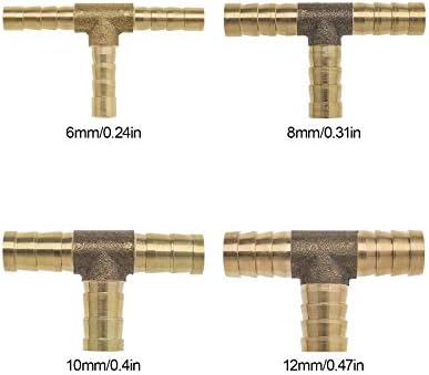 4pcs mangueira de latão barb tee acessórios em forma de T 3 maneiras de conectores para combustível Óleo de água de ar combustível 6mm 8mm 10mm 12mm 12mm