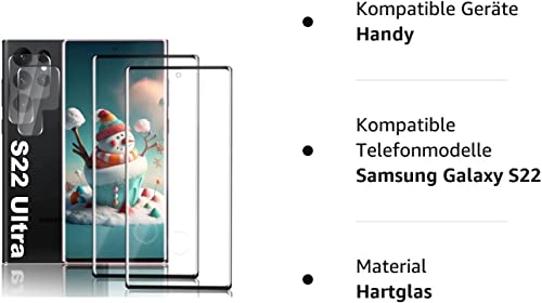 AHYBZN [2+2 pacote] Protetor de tela Ultra Screen Galaxy S22, vidro temperado de 9h, suporte ultrassônico de impressão
