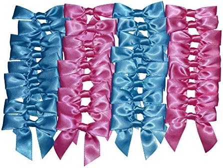 Liitos Twist Tie Baws Arcos 100 Pack rosa e azul Pretados Arcos Para tratar sacolas ou embrulhar qualquer uma de suas idéias, incrível para o chá de bebê, para embrulhar doces, presentes, presentes, favores de festa e até fazer arcos de cabelo.