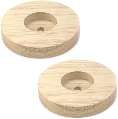 Meprotal 2Sets redondos de mesa de madeira Base Diy Mold Wood Exibir base Base Peças de luz Base 4,7 polegadas Diâmetro