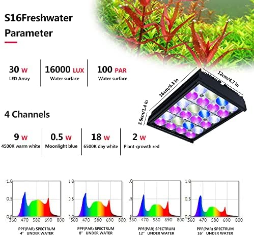 30W 60W Luz de peixe leve de aquário de alta potência com timer com timer plantado aquário luz de espectro completo LED de água