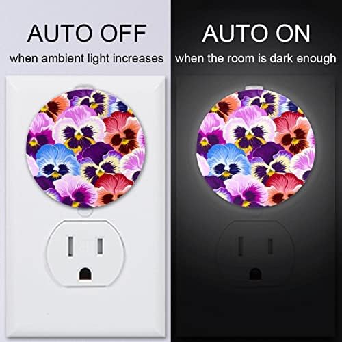 2 Pacote de plug-in Nightlight LED Night Light Varicolored Pransies Flor com sensor do anoitecer para o quarto para o