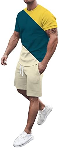 Ruiruilico mens de mangas curtas casuais roupas de verão faixas curtas de traje curto o pescoço de camiseta + shorts conjuntos de