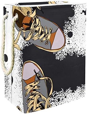 Deyya Shoe Pattern Ink Animation Laundry Cestas cestam altas dicas dobráveis ​​para crianças adultas meninos adolescentes