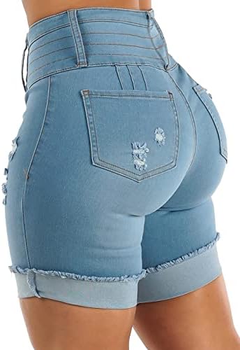 Butting Bermuda shorts para mulheres - Levanta Cola Stretch Denim Biker Shorts