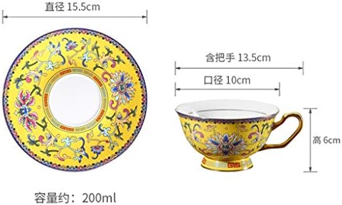 SXNBH Tarde Tea Tea Capacho Creative Conce Retro Rating Rastreio dourado Copa de chá de flores em casa Copo e pires de ossos da China