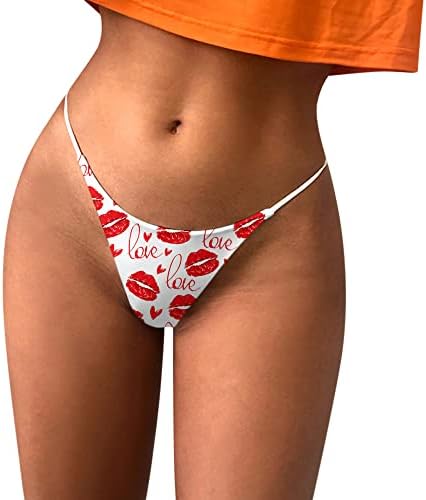 IIUS Sexy Dia dos Namorados Manks para mulheres impressas de coração t-back-back calcinha