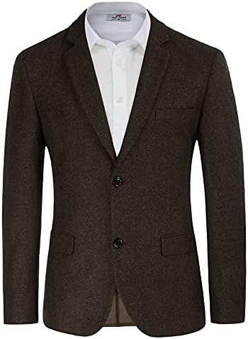 Mens de lã de lã Blazer Jacket Houndstooth Tone Blazer Notch Botão de lapela 2