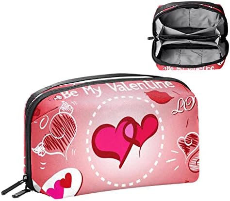 Bolsa de maquiagem, bolsa de cosméticos, organizador de bolsa de maquiagem à prova d'água, Valentine Red Heart