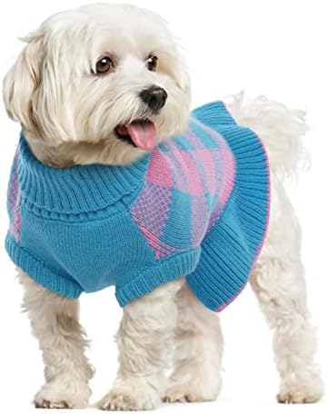 Vestido de suéter de cachorro lampeta, gola gúmulo de malhas de malhas de malhas quentes para cães de cães para outono de outono