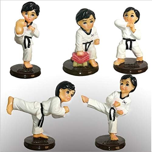 ZAMTAC 5PCS/Set Korea Taekwondo Boys Figures Decoração em casa, decoração de casa Tae Kwon Do Kungfu Boxing Boy estátuas como presente