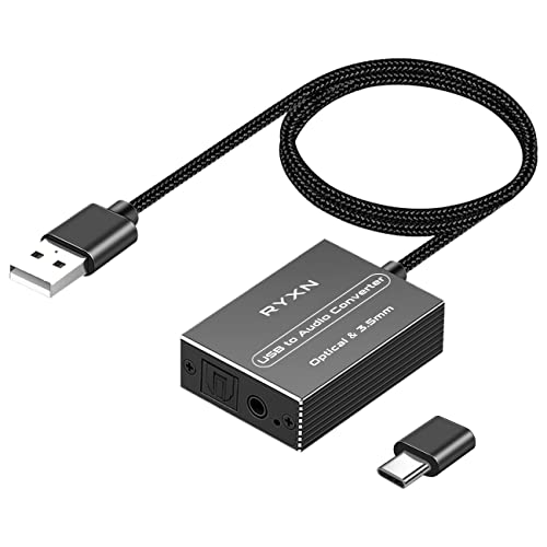 USB a óptico SPDIF Toslink e conversor de adaptador de áudio de 3,5 mm, suporte USB-A e USB-C Tipo-C, para PS5 PS4 NS Laptop Phone