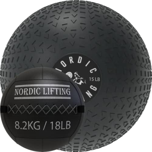 Nordic Lifting Slam Ball 15 lb pacote com bola de parede 18 lb