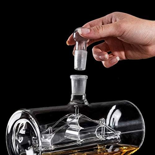 Whisky Decanter Whisky Decanter Set com 4 óculos e suporte de madeira, dispensador de licor exclusivo para uísque escocês,