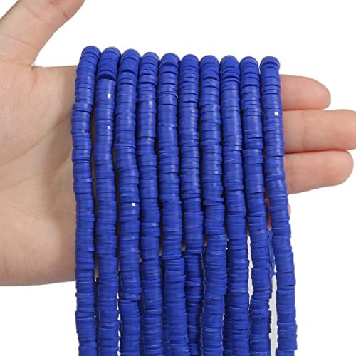 Nitopupu 10 fios de 6 mm de 6 mm azul redondo de polímero redondo contas de argila feitas à mão espaçadora solta para fabricação de jóias, 3200pcs