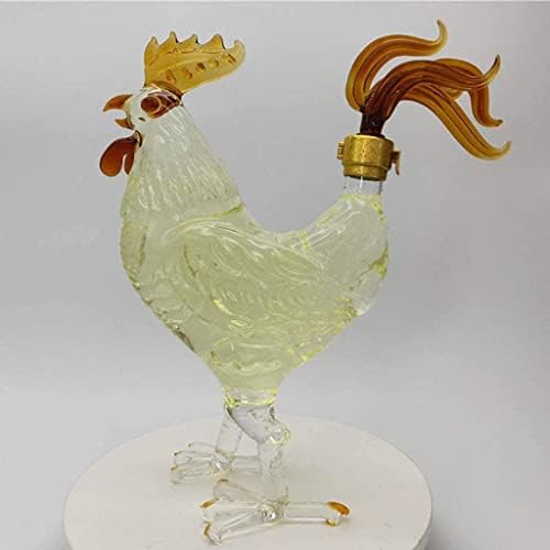 Yjalbb Chicken Bottle Animal Shape Glass Wine Maker, Decanter de Uísque de 1000ml, garrafa de vinho artesanal de vidro de borosilicato alto para uísque de licor, vodka de bourbon -500ml