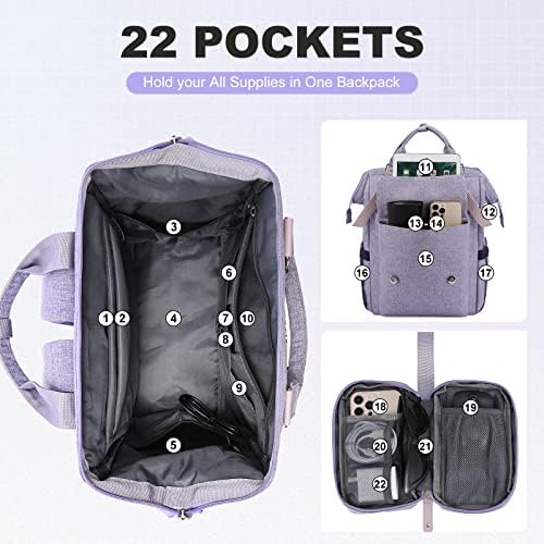 Backpack de laptop LoveVook para mulheres, enfermeira bolsa de enfermagem Trabalho para viagens de mochilas de computador, mochila resistente à água com porta de carregamento USB, 17,3 polegadas