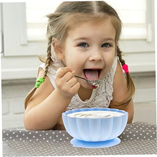 Bestonzon 3pcs que serve comida Led Weaning Sucção de abóbora comendo azul à prova de vazamento de soluço de silicone de silicone bebês Bow