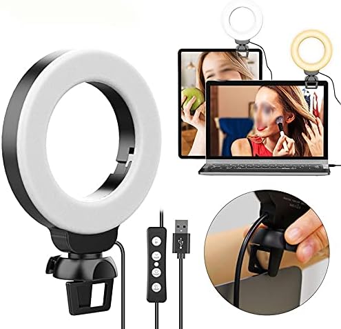 Luz de videoconferência de quul 4 '' 10cm Selfie Ring Light para laptop PC Webcam Light com clipe