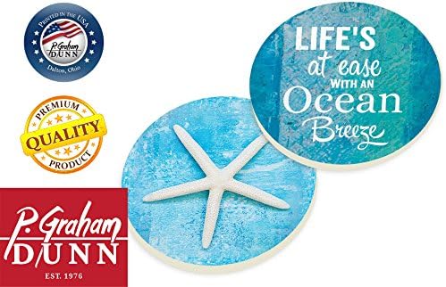 Vida à vontade com um oceano Breeze Coastal Starfish 2,75 x 2,75 Pacote de montanhas -russas de cerâmica absorvente de 2