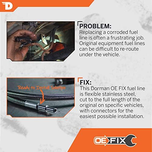 Dorman 819-875 Frente Flexível Aço inoxidável de aço inoxidável Linha de combustível compatível com modelos selecionados