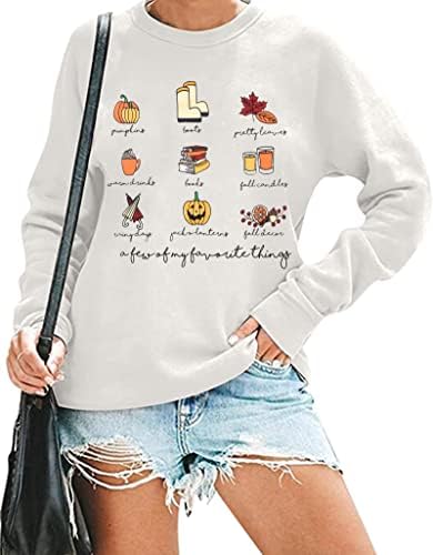 MyHalf Pumpkin Sweatshirt Mulheres algumas das minhas coisas favoritas Camisas de cair de camisa agradecida de Ação de