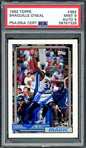 Shaquille Shaq O'Neal autografou 1992 Topps Rookie Card #362 Orlando Magic PSA 9 Auto Grade Mint 9 PSA/DNA #58767328 - Cartões autografados de basquete