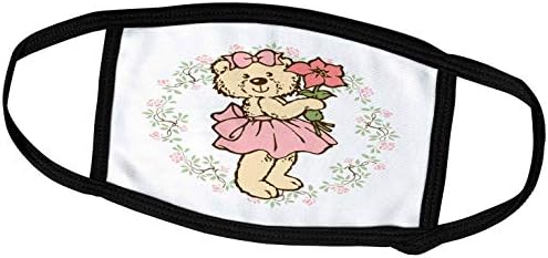3drose Russ Billington Teddy Bears - Teddy de flor fofa, fundo com rosas - máscaras faciais