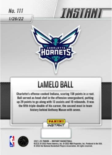 Sports Memorabilia Lamelo Ball Charlotte Hornets Fanáticos exclusivos paralelos Panini Instant INSTANTA QUINTA CARTO TRIPLO