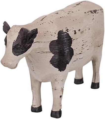 A casa de campo Ol 'Cow Holstein envelhecida creme 7 x 4 estatueta colecionável de pedra de resina esculpida