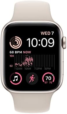 Apple Watch SE [GPS + Celular 44mm] Relógio inteligente com estojo de alumínio Starlight & Starlight Sport Band - M/L.