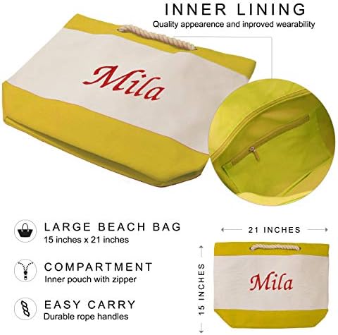 A loja de festas de casamentos monograma sacola de praia com zíper, bolsos, nome ou inicial - personalizado personalizado