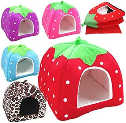 Prettysell Strawberry Algodão macio cão gato canteiro de animais de estimação Casa de pet -sponge cúpula cúpula de almofada de cama de tenda