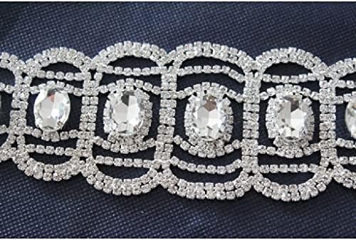 Eyhlkm Glass Crystal Applique Silver Base usada para apliques de cinto de vestido de noiva Costurar em decoração
