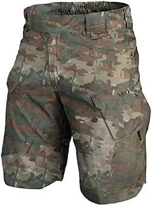 Wenkomg1 shorts táticos, estilo safari de safari, ripstop de cintura elástica de ripstop da cintura
