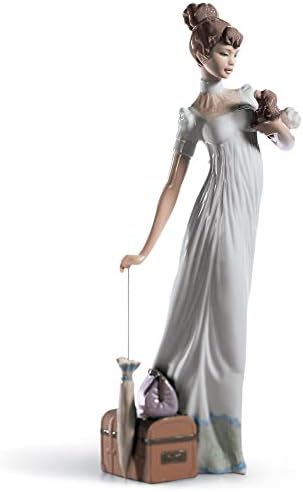 Lladró companheiros de viagem figura da mulher. Figura de mulher de porcelana.