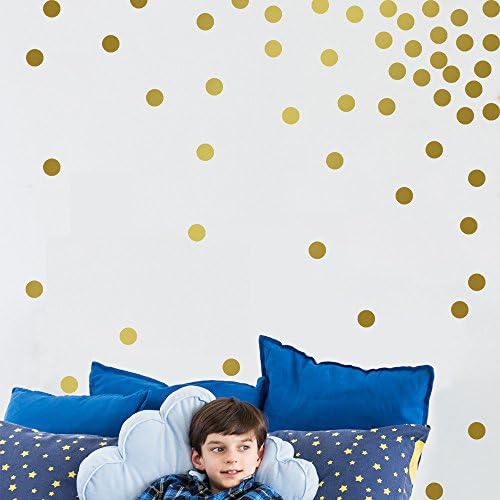 Easy Peel Stick Gold Wall Decal de polka DOT Adesivo de parede seguro na parede- Removável infantil sala de berçário decoração