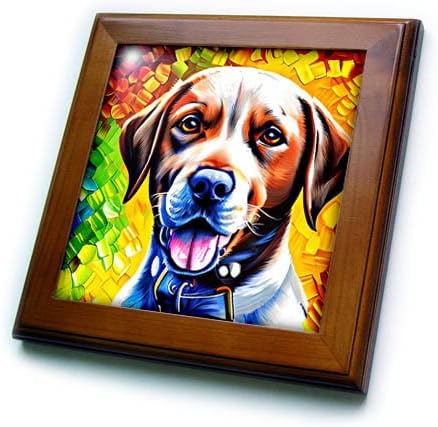 3drose adorável labrador retriever cão retrato. Artístico colorido. - ladrilhos emoldurados