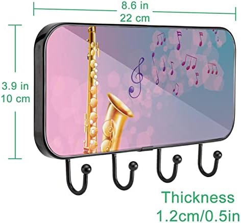 Um saxofone com notas musicais Prind Rack Rack Mold, cacando de entrada com 4 conexão para o chapéu de casaco Toalha Rúsicas