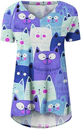 Túdos de túnica de gato fofo para mulheres para leggings senhoras verão v pesco