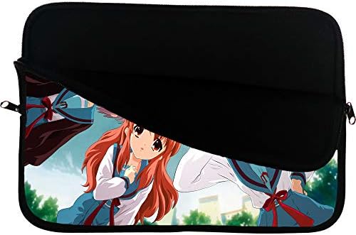 Brand4 A melancolia de Haruhi Suzumiya Anime Laptop Bolsa de Laptop com Mousepad Surface - Laptop de 15 polegadas Caixa