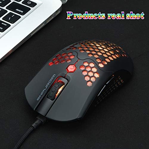 Snpurdiri st-m1 pro Wired Mouse de jogos leves, camundongos PMW3360 16000DPI com 7 botões Driver programável, Ultralight