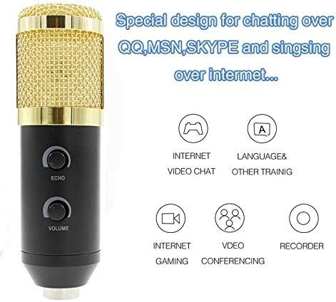 Microfone de condensador USB Professional WSSBK para Computer Studio Karaoke Mic para gravação de vídeo