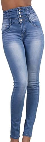 Mulheres Botão High Rise Botão Frente Jeans Skinny Stretch Classic casual slim fit calça jeans de bujão Jean Trouser cônico Jean Trouser