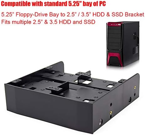 Salalis Drive Bay Adapter, 2,5 / 3,5 HDD / SSD a 5,25 Drive Bay 5.25 Baía Kit de montagem de montagem Kit de disco rígido interno Kit de montagem com parafusos com parafusos